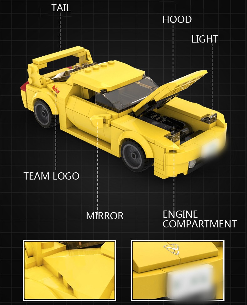 Assembled Building Block Racing Head Text Car Boy Toy — foto 4