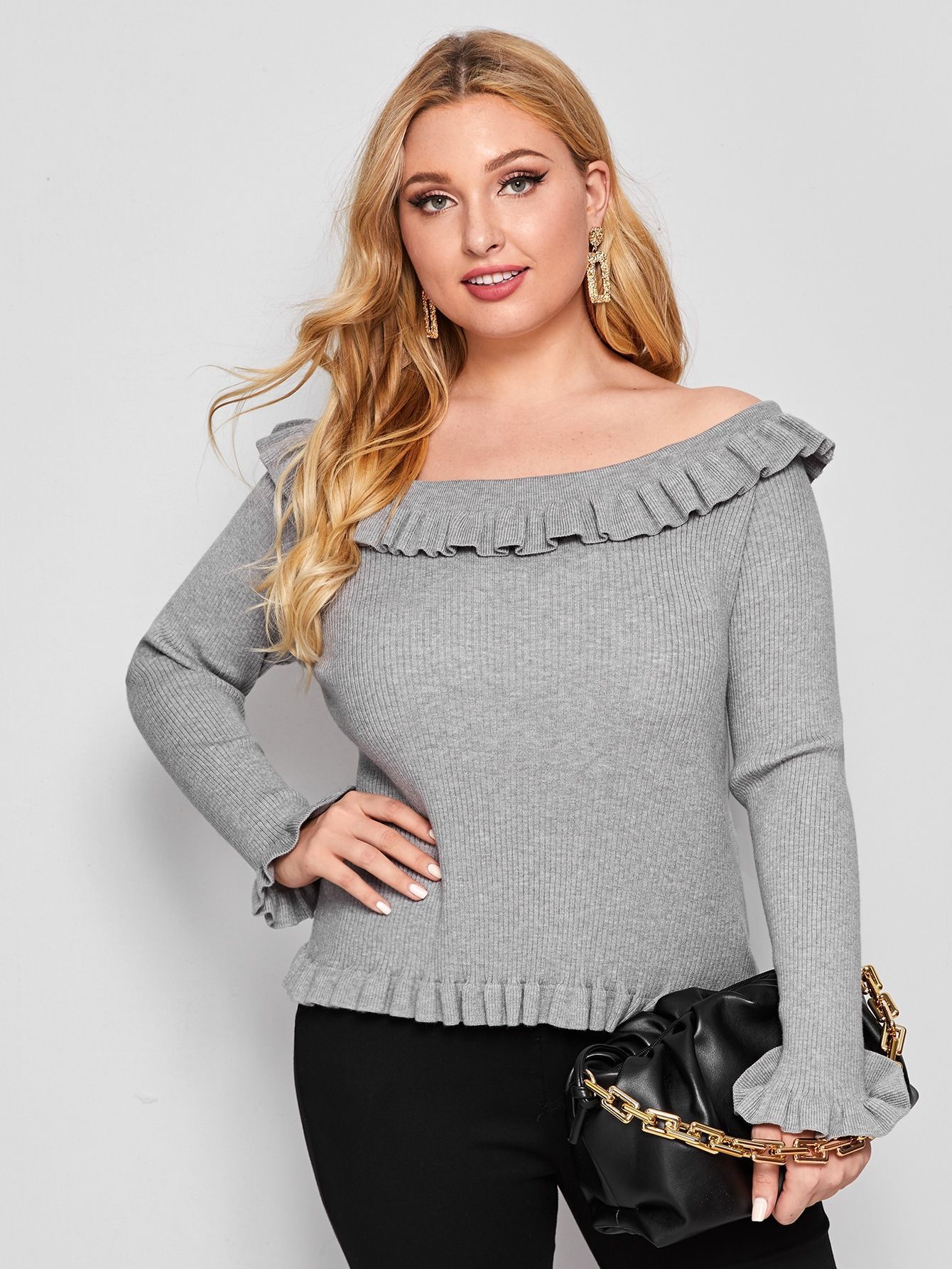 New Spring And Autumn Elegant Mushroom Lace One Piece Collar Top - Versatile Large Solid Color Knitted Shirt For Women