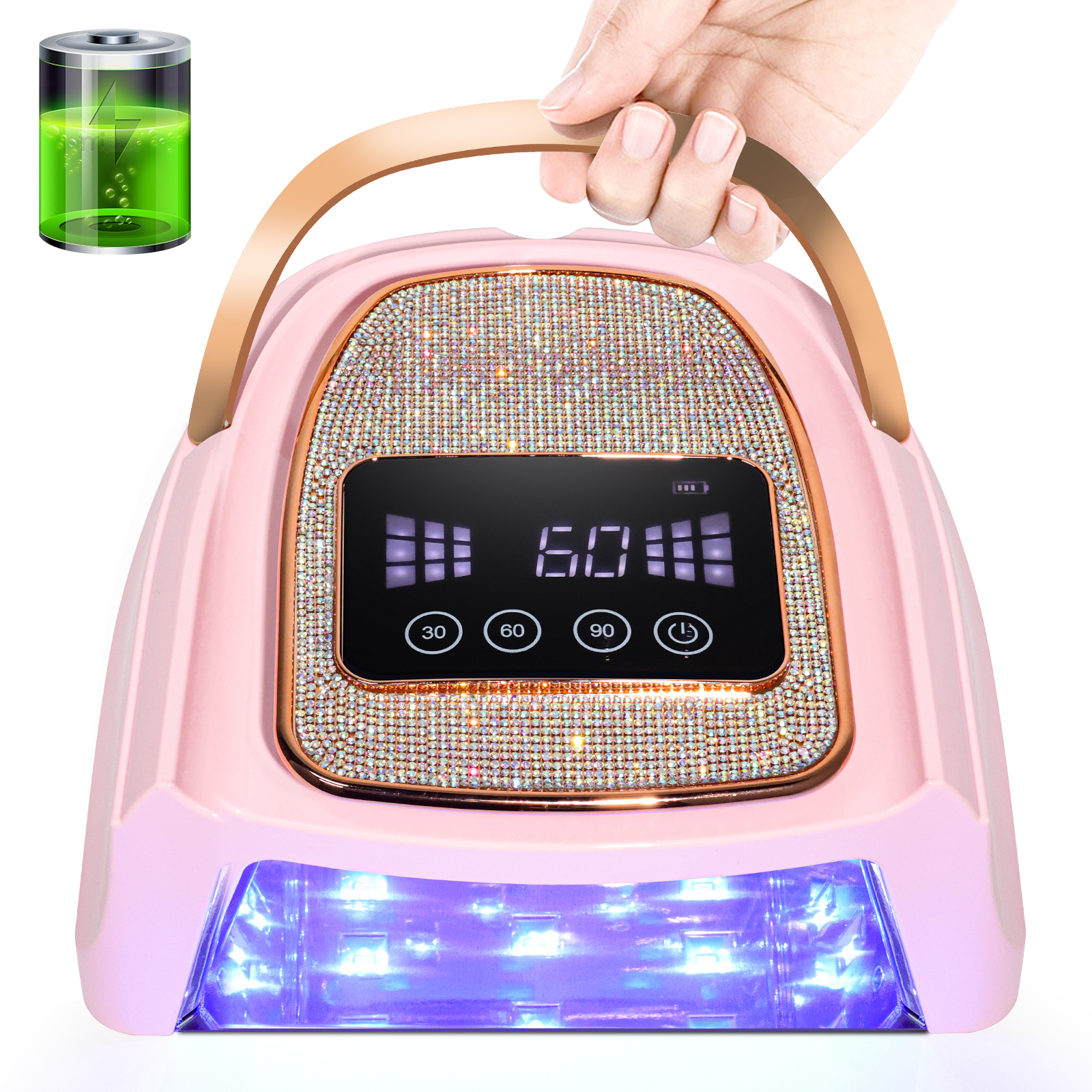 Rechargeable UV LED Nail Lamp, Cordless Nail Lamp For Gel Polish, UV Nail Lamp With 4 Timer Setting And Handle, Professional Nail UV Light For Gel Nails With 30 Beads For Salon And Home 9