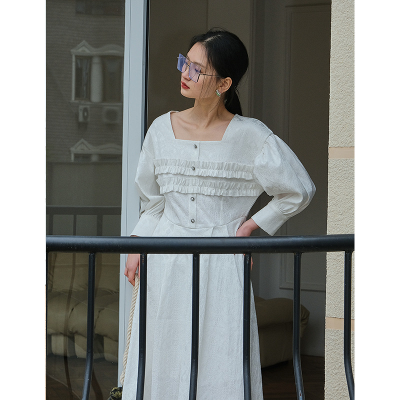 Square Neck Puff Sleeve Midi Dress, picture 6 of 6