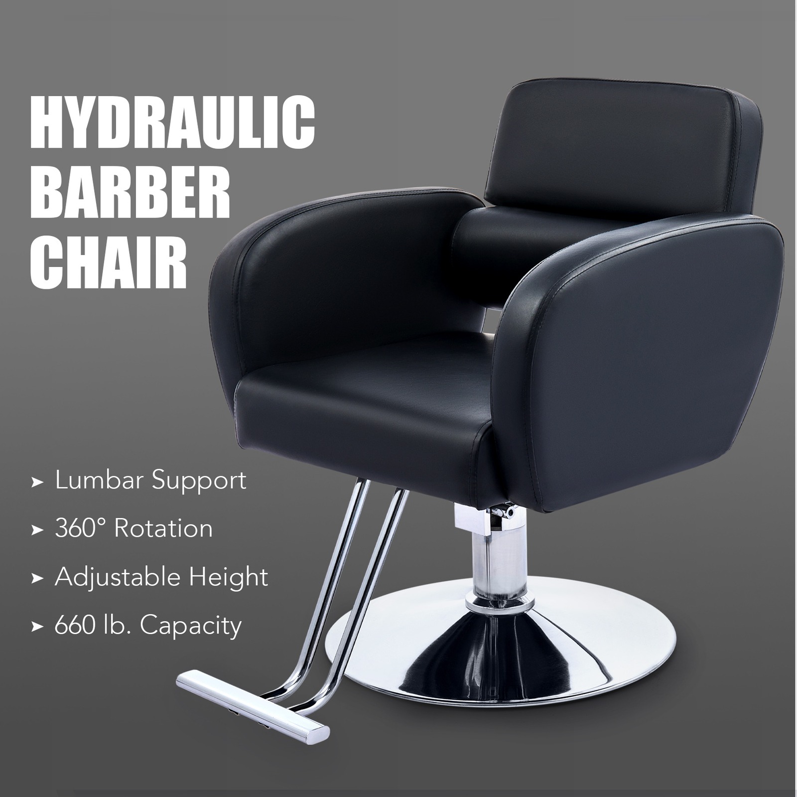 Black Barber Chair Adjustable Height Classic Hydraulic Swivel Salon Stool — image 7