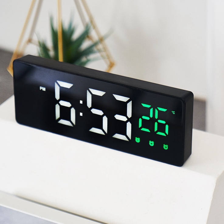 Creative Mirror Clock, Silent LED Electronic Clock, Three Sets Of Student Alarm Clocks, Children's Bedside Table Clock 0715