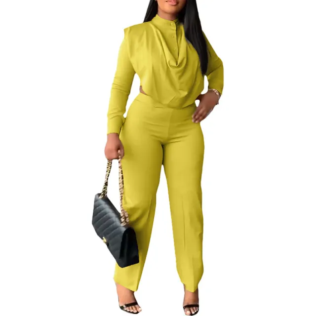 Button Stack Top Tights Fashion Suit Yellow - Shop at LoveMi