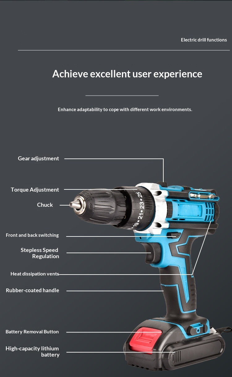 Household Rechargeable Brushed Electric Wrench, Household Lithium Battery Electric Drill, Export Model Impact Drill, Electric Tool — foto 6