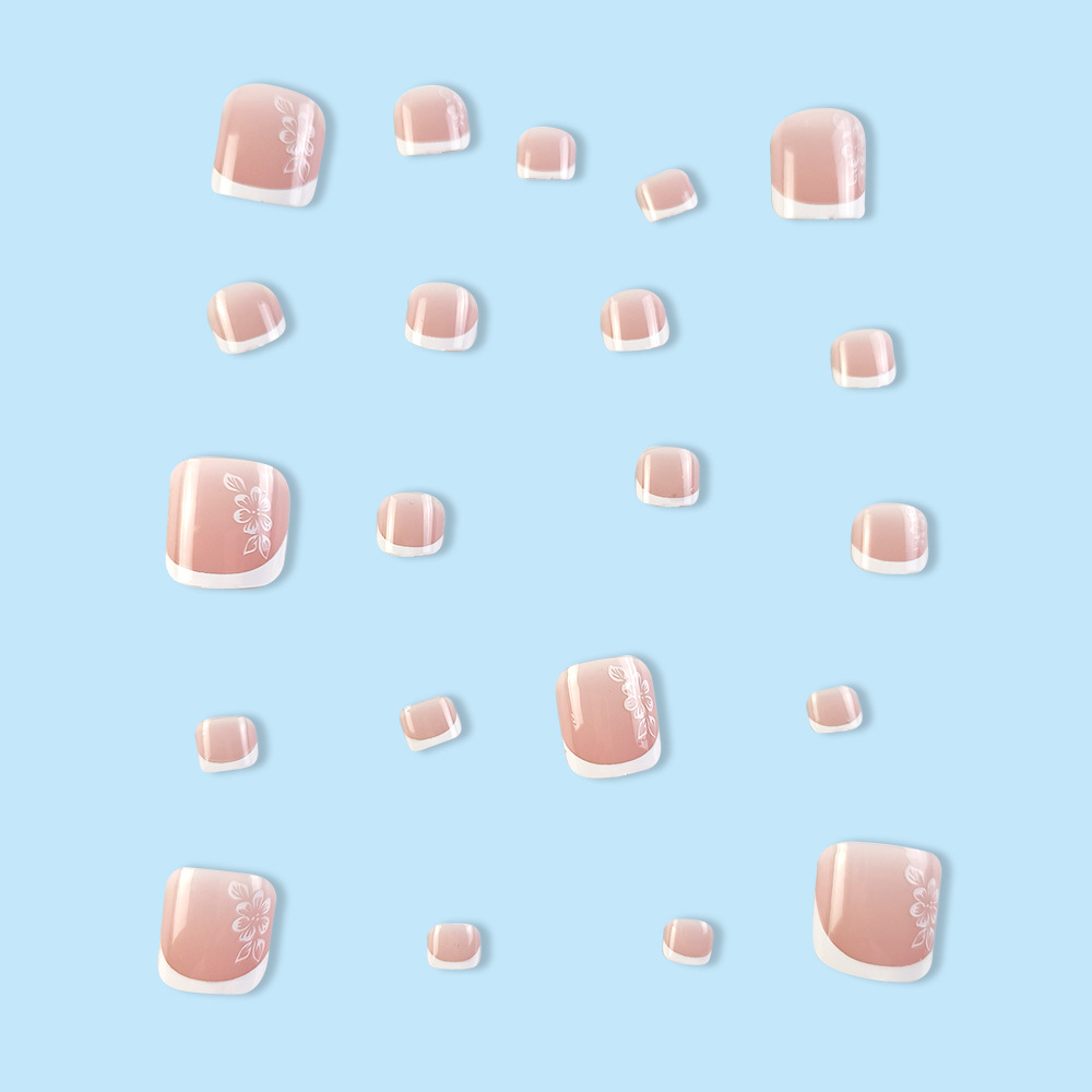 24-piece Short Square Y2K Girlish French Pattern Design Nail Sets,suitable For Full Coverage Of Fingernails,applicable For Parties,dances And Daily Wear.