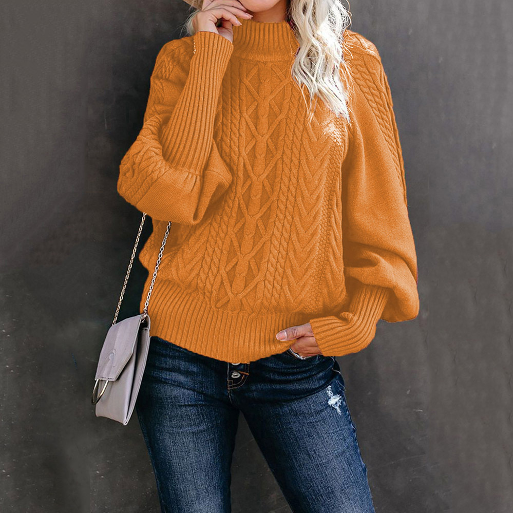 Ladies Loose Long-sleeved Knitted Solid Color Sweater
