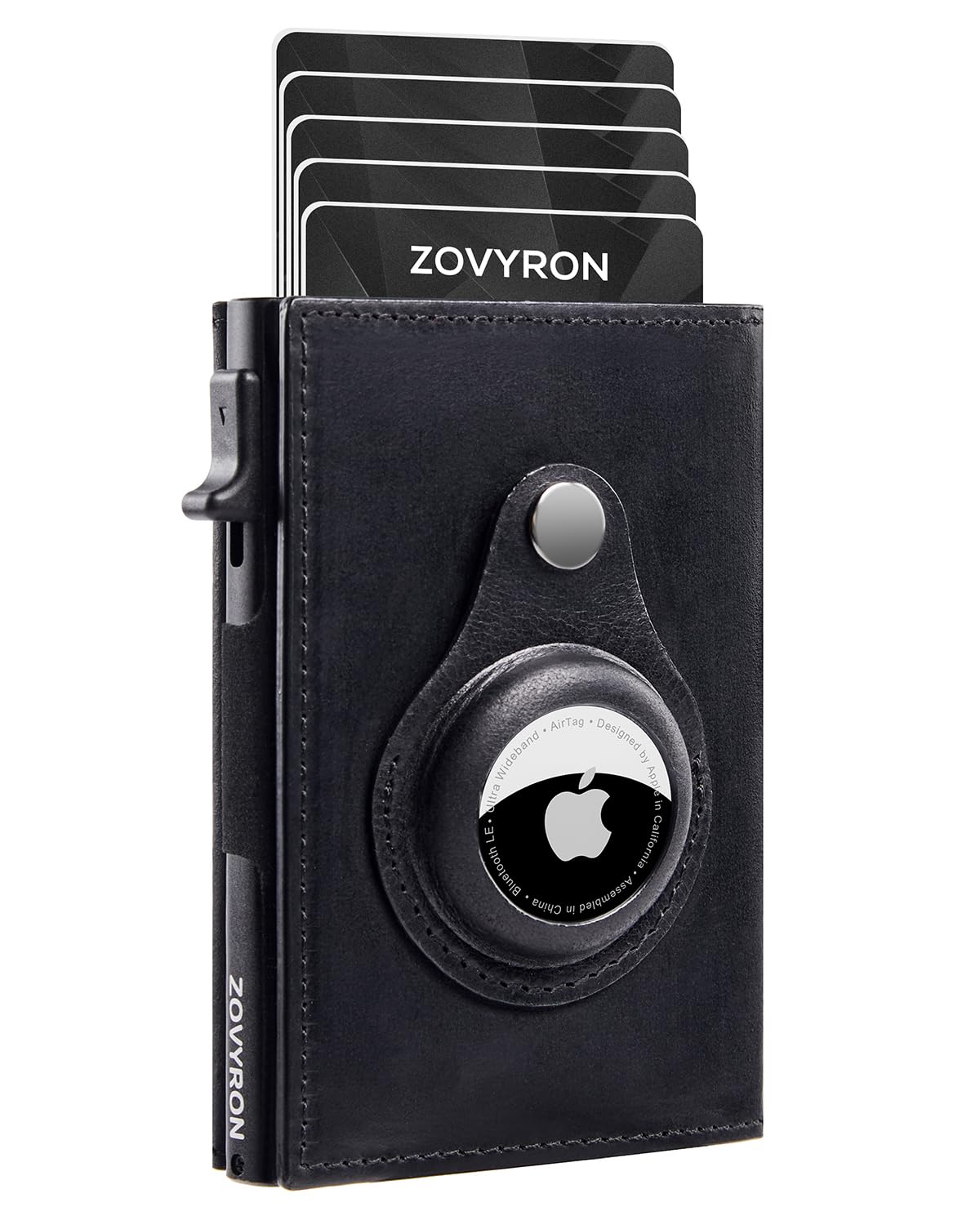 Airtag Wallet Men Smart Wallet Slim Minimalist RFID Front Pocket Wallet With Airtag Holder Metal Money Card Holder ,Airtag Not Included - Bags & Accessories