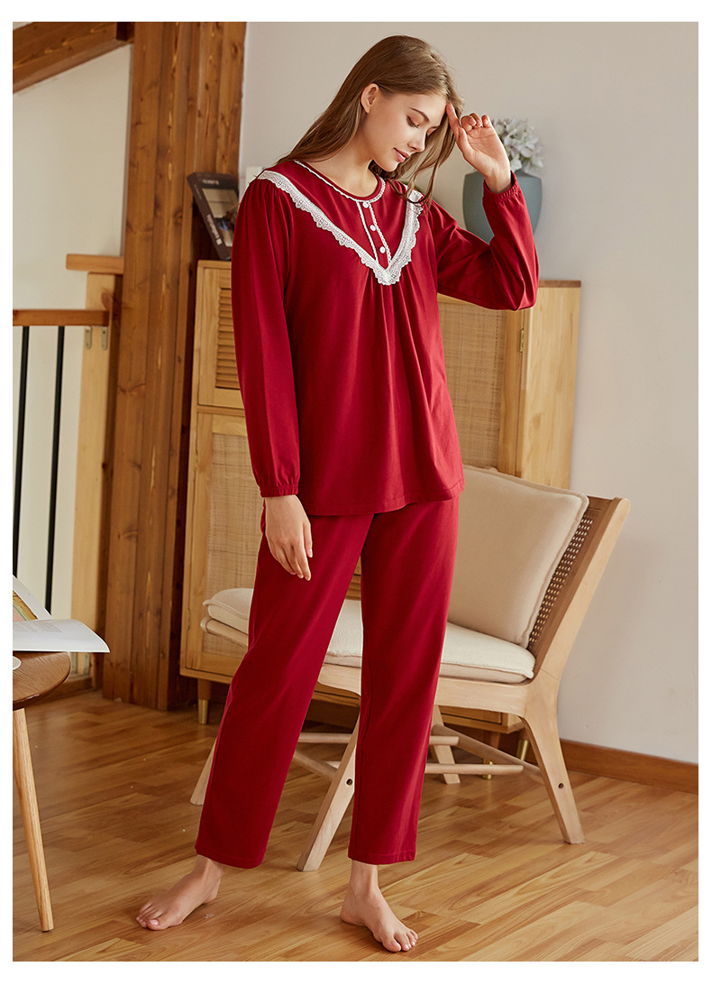 Title 17, Cotton Long-sleeved Trousers Lace Sweet Women