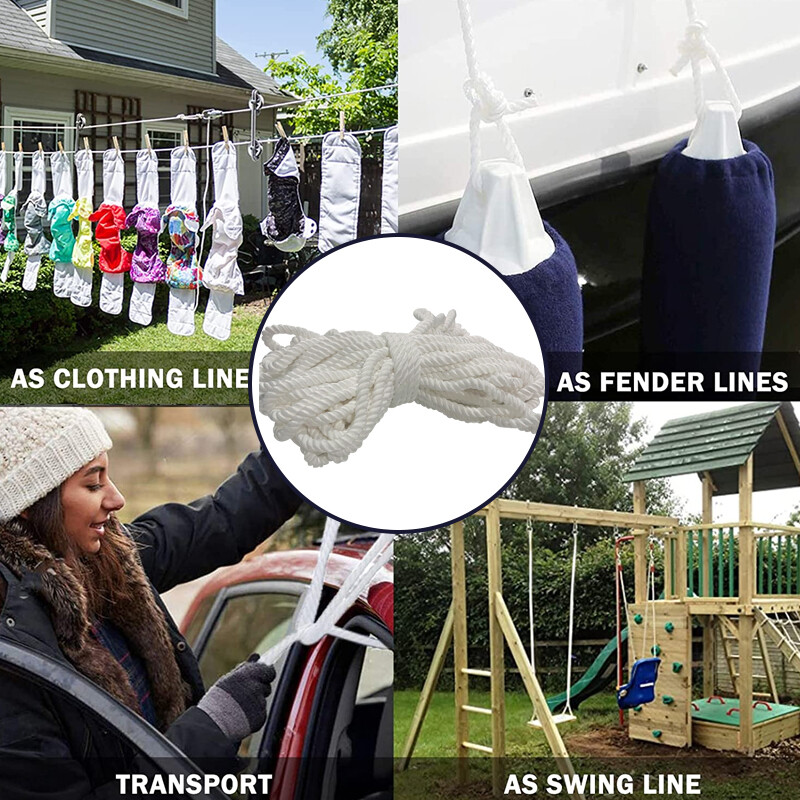 12.5 M Durable Flagpole Halyard Rope Flags Pole Rope Nylon Braided Cord White