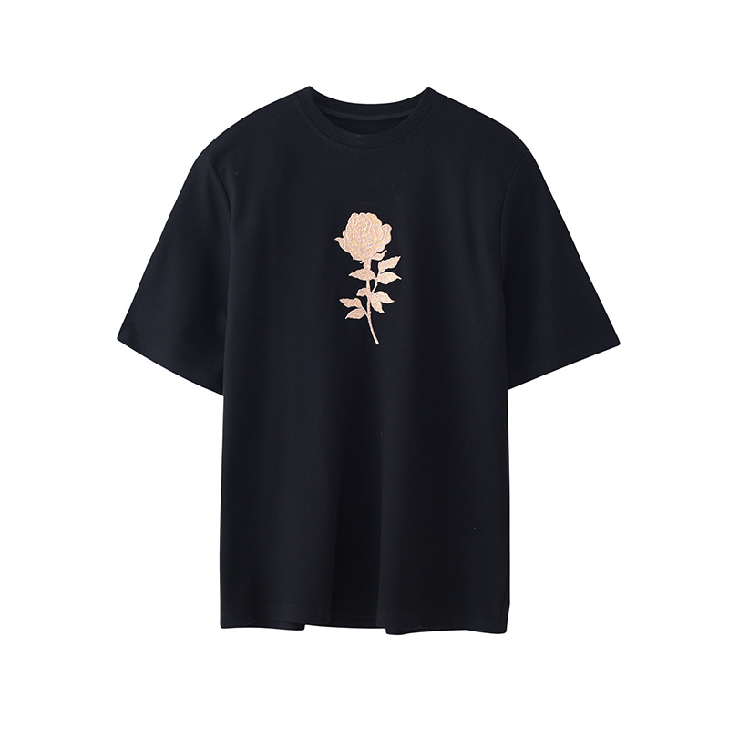 Title 2, Herren Casual T-Shirt mit Goldfaden Blumenstick...