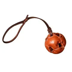 Leather Dog Training Ball Toy Dog Ball Tug Toy With A Handle Dog Bite Toy Soft Puppy Reward Toy Pet Supplies - Brown - View 1