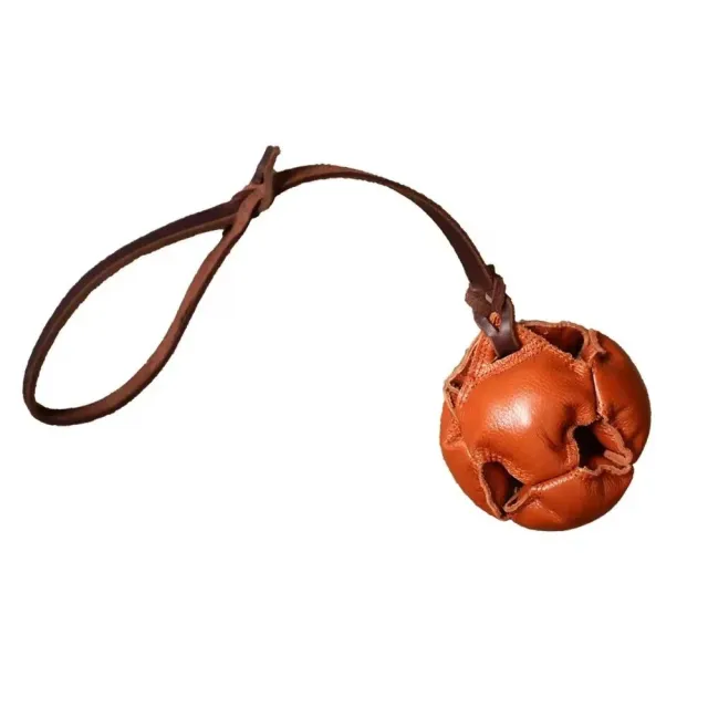 Leather Dog Training Ball Toy Dog Ball Tug Toy With A Handle Dog Bite Toy Soft Puppy Reward Toy Pet Supplies Brown - Shop at LoveMi