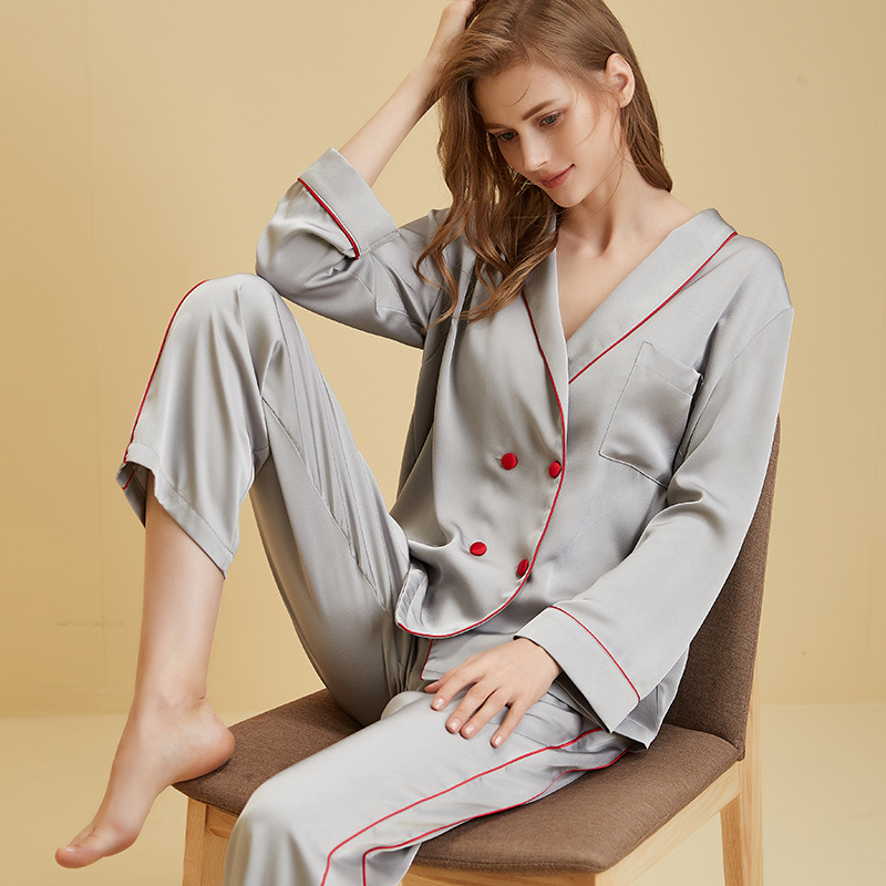 Title 5, Ice Silk Satin Homewear Long Sleeve Thin Fit Set