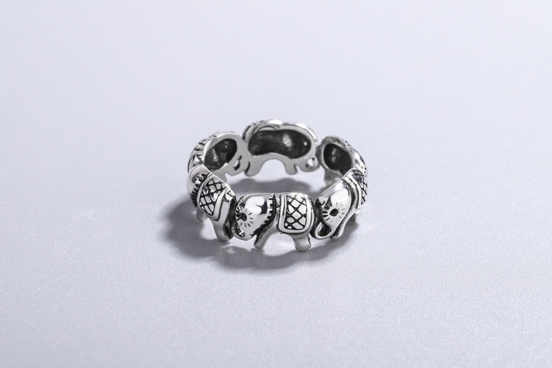 Women's Fashion Retro Thai Silver Elephant Ring