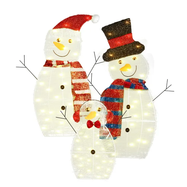 2D Christmas Snowman Yard Decoration Snowman Family Outdoor Decoration With LED Warm Yellow Lights IP44 Waterproof For Christmas Indoor Outdoor Hol... Usb Plug - Shop at LoveMi