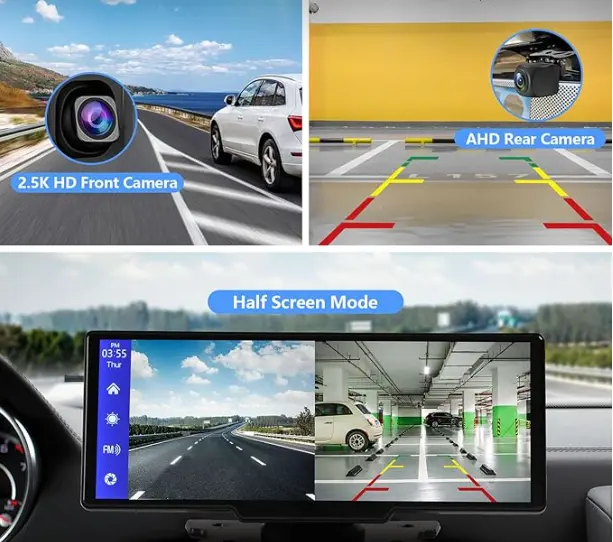 Portable Wireless Carplay With 2.5K Camera, 1080P