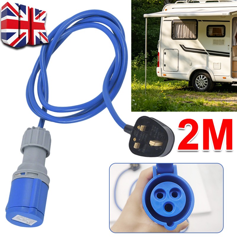 HEAVY-DUTY Caravan Motorhome 13A Plug TO 16A Socket 240V Mains Hook UP Cable — image 2