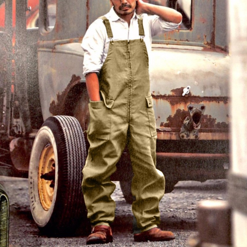 Retro Men's Overalls New Loose Large Size Casual Foreign Trade Overalls