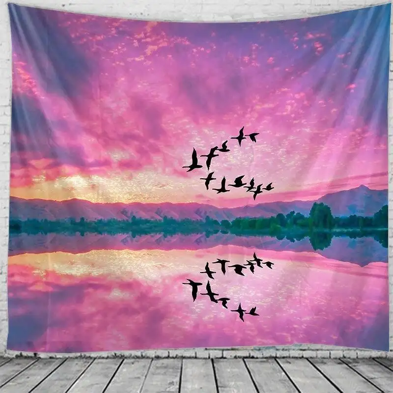 Printed Sky Bird Tapestry Multifunctional Sitting Blanket