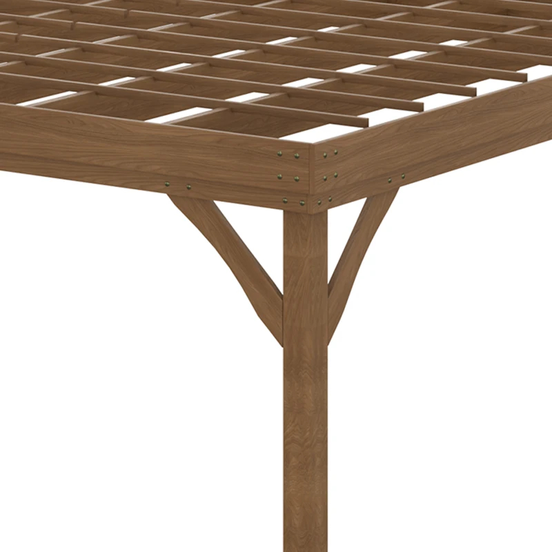 10' X 12' Outdoor Wooden Pergola, Grape Vine Gazebo With Concrete Anchors For Garden, Patio, Backyard, Deck, Brown Multiple Packages — foto 8