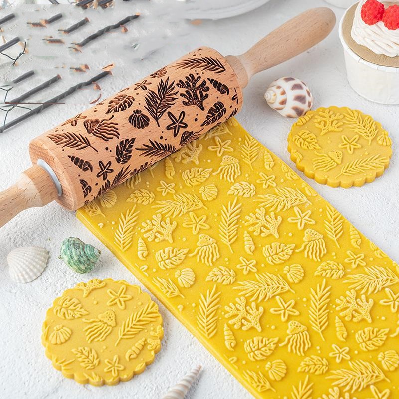 Title 1, Cartoon Ocean Embossed Rolling Pin Household Ba...