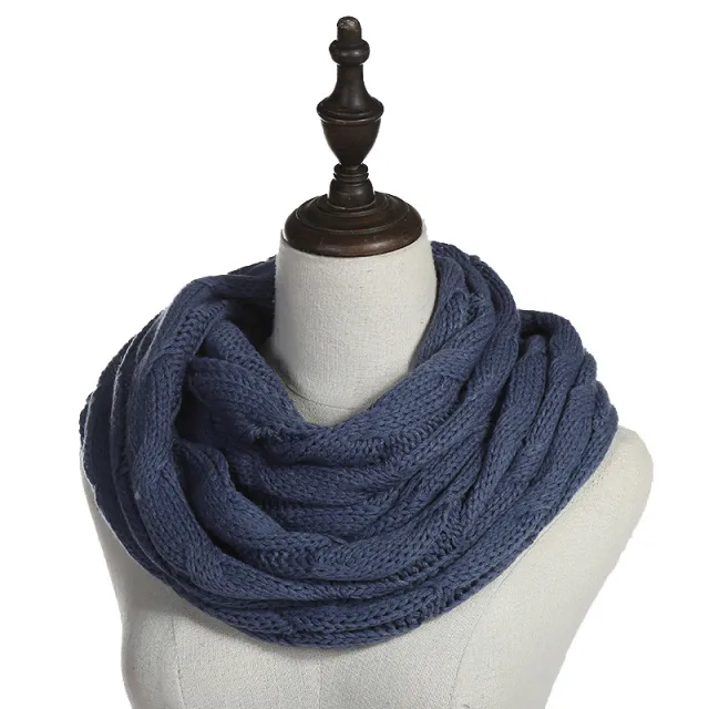 Autumn And Winter Hundred Towers Warm Knitted Scarf Denim Blue - Shop at LoveMi