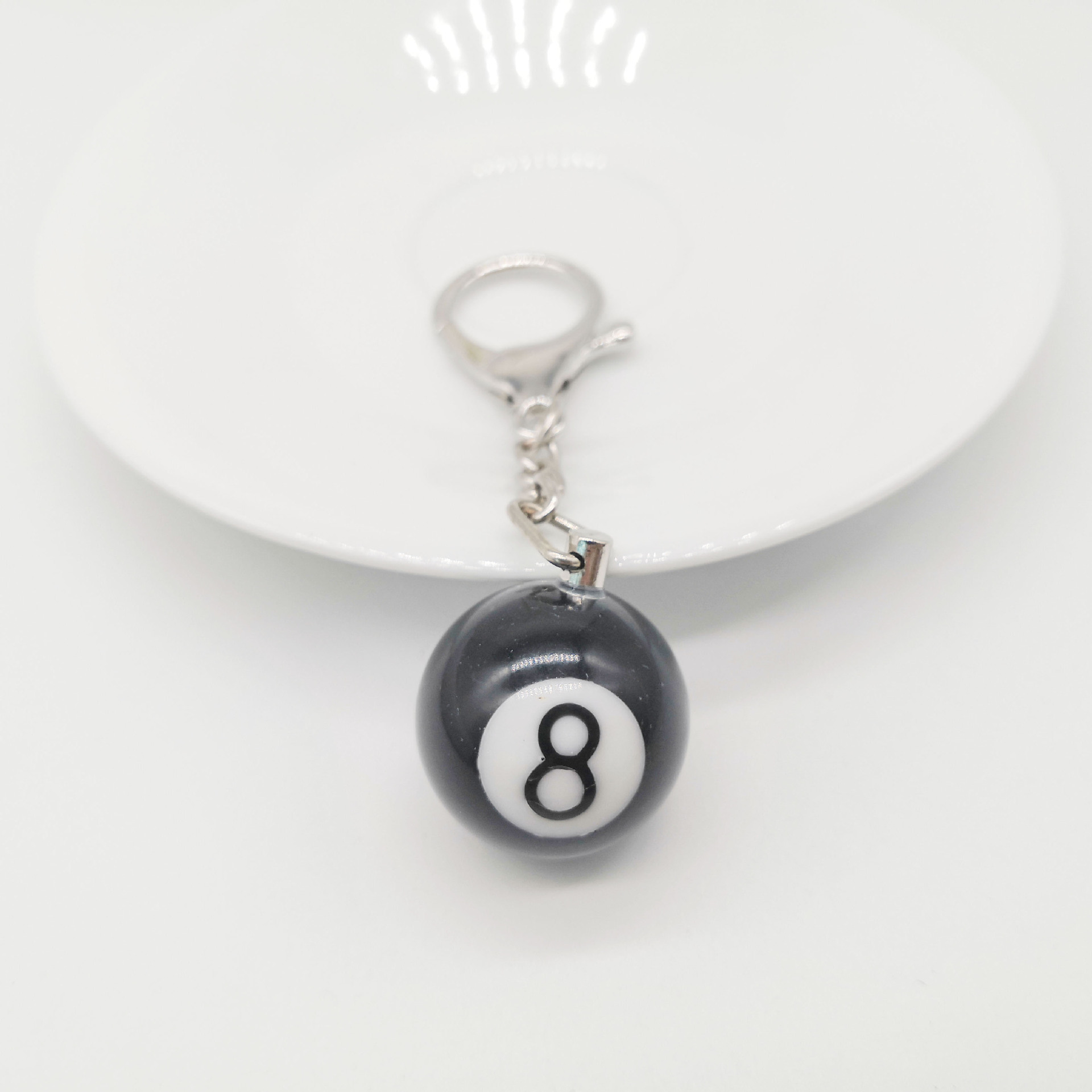 Halloween alloy billiard keychain (black 8 key ring)