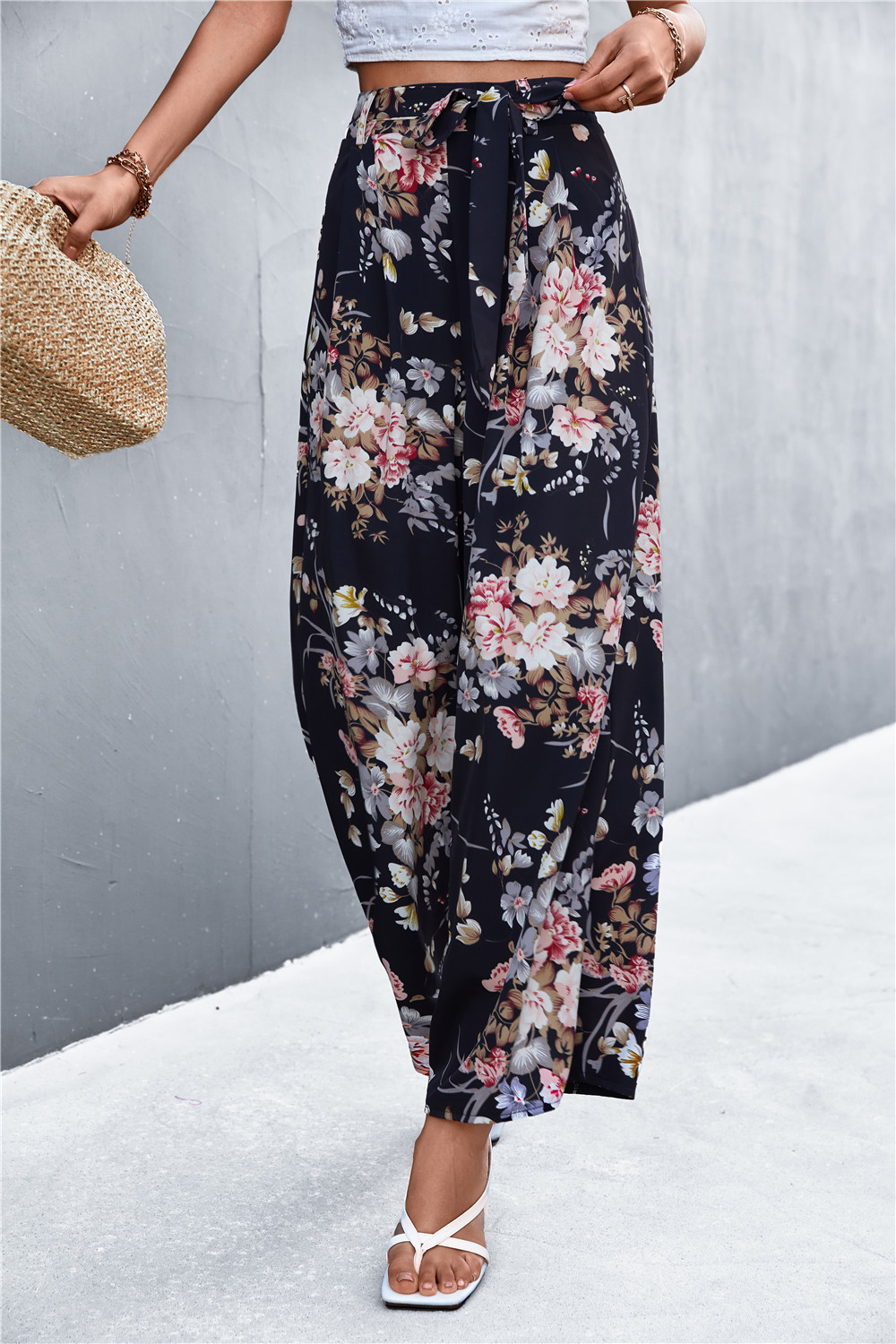 Title 6, Printed Tie Casual Wide Leg Trousers