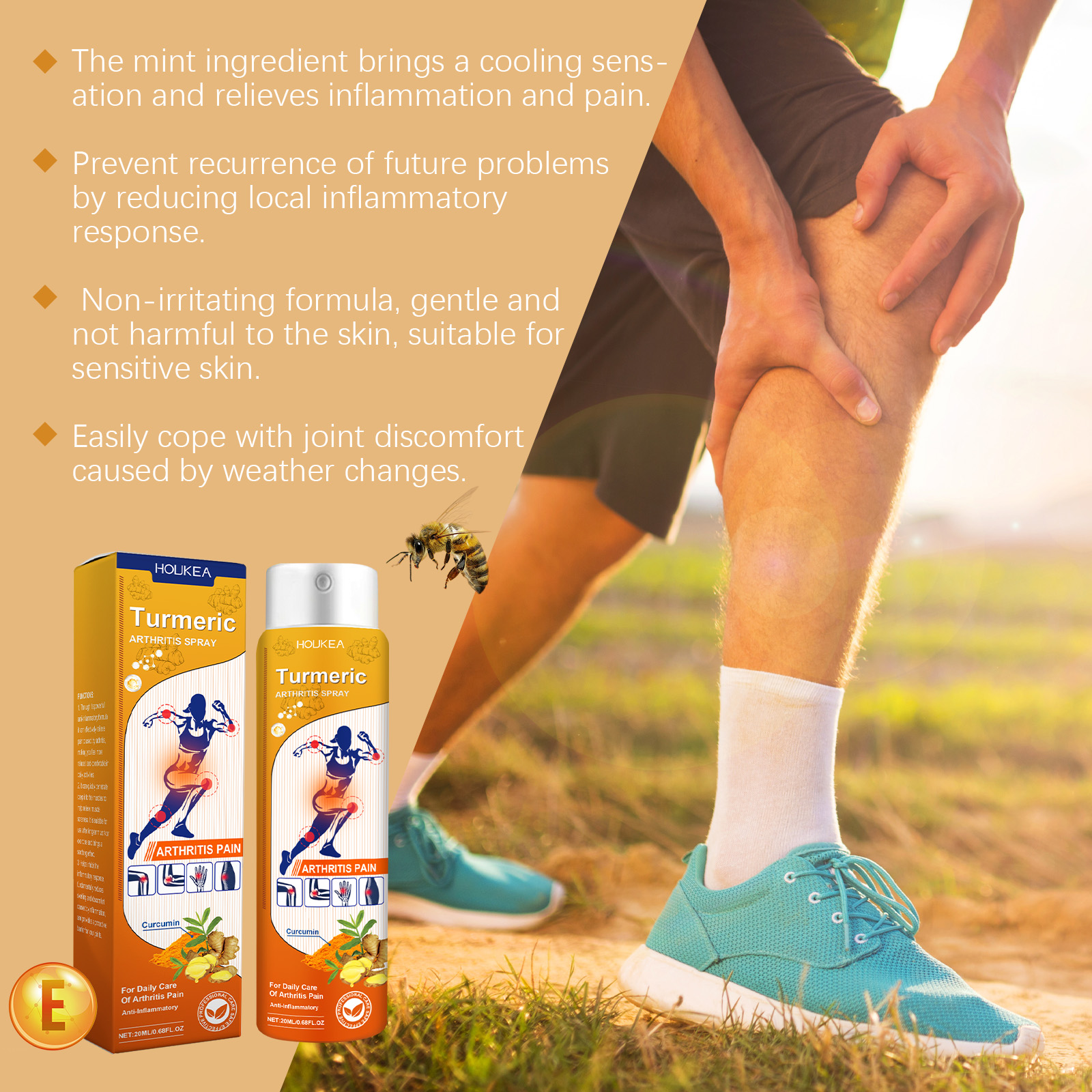 Turmeric Joint Pain Relief Spray With Curcumin & Peppermint Extract, Anti-Inflammatory Joint Care Mist For Arthritis, Sore Muscles & Workout