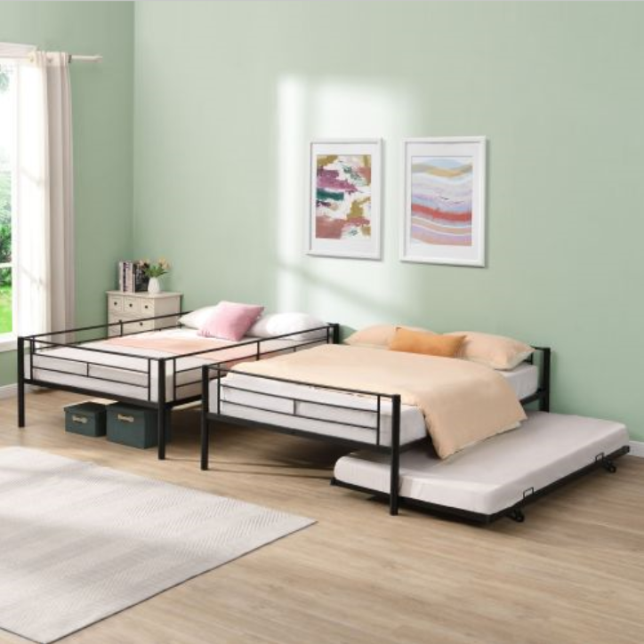 Full Over Full With Trundle Metal Bunk Bed view 10