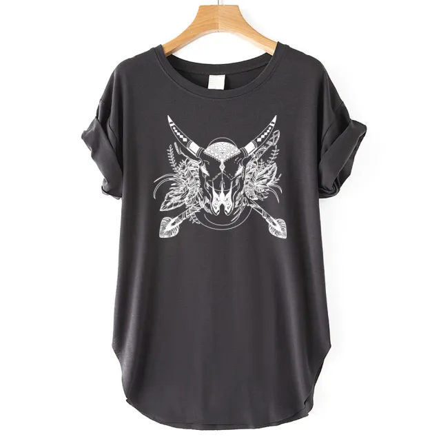 Women's European And American Vintage T shirt Top Dark Grey - Shop at LoveMi