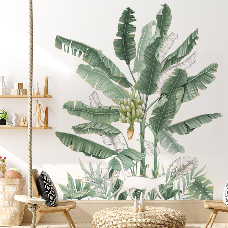Banana Tree Bedroom Sofa Background Wall Decoration Pastoral Plant Wallpaper Skirting Wall Sticker — foto 7