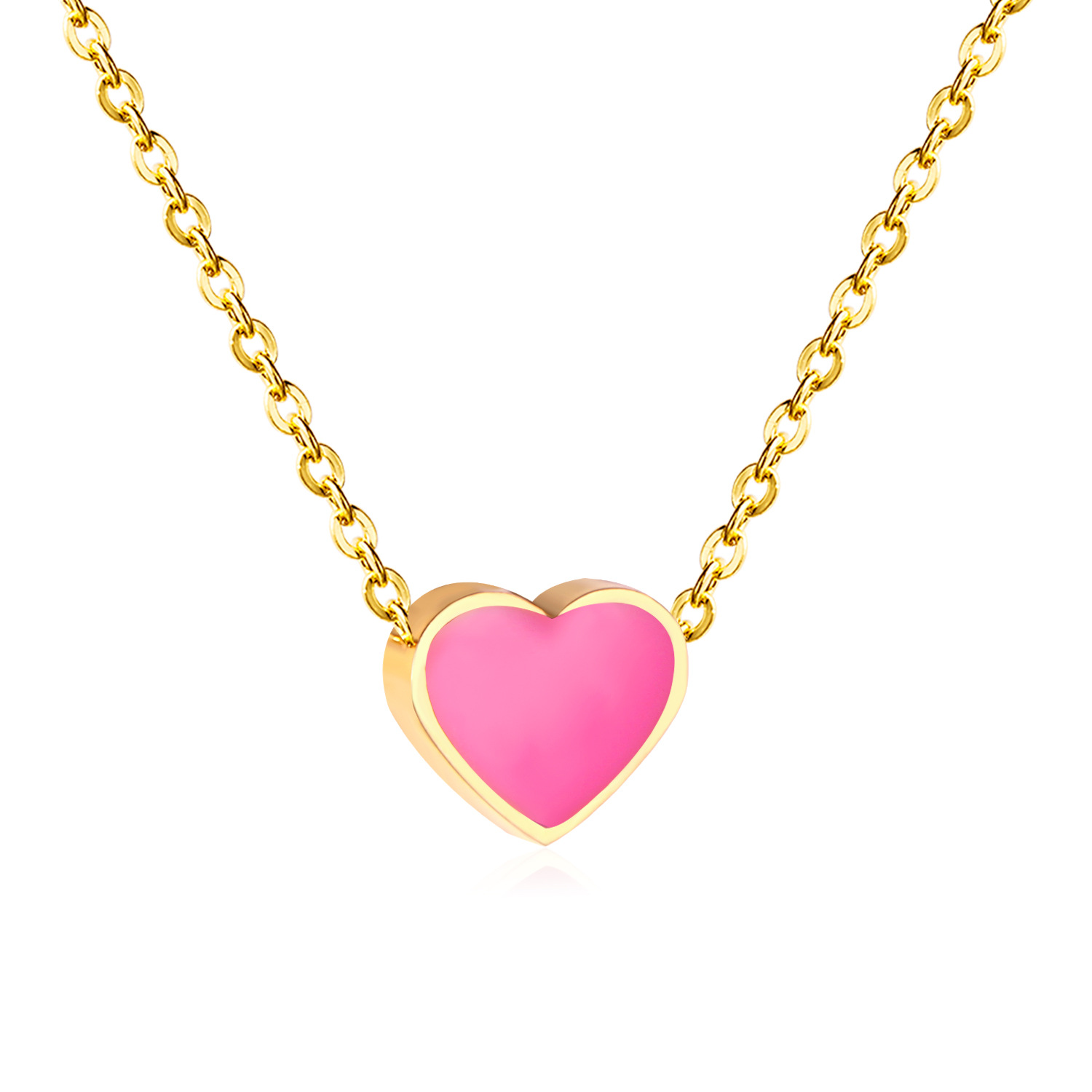 Fashion Simple Five Colors Optional Oil Drip Love Heart Pendant Necklace