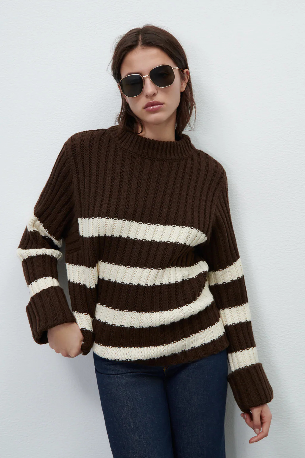 Women's Striped Crewneck Loose Sweater Bottoming Shirt