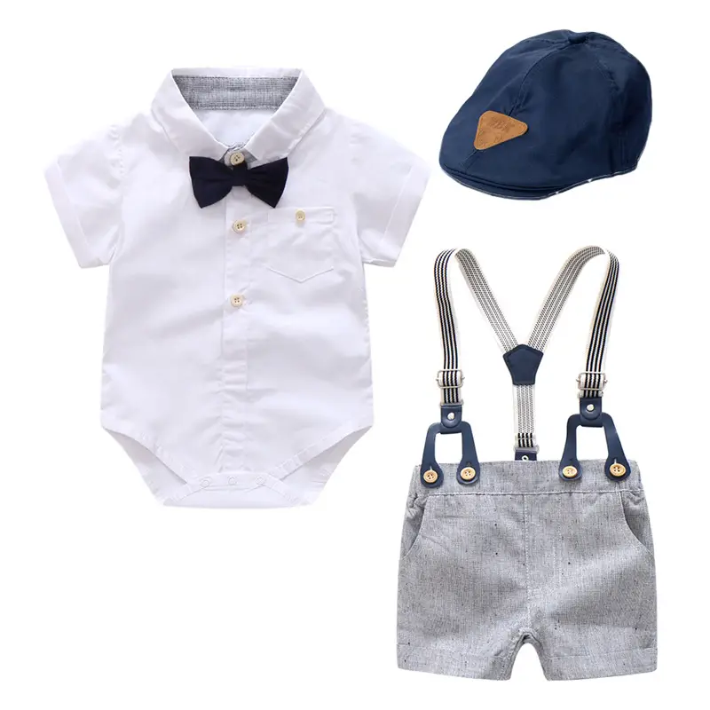 Baby Boy Gentleman Suit Summer New Romper Factory Sales European And American Boy's Romper Hat