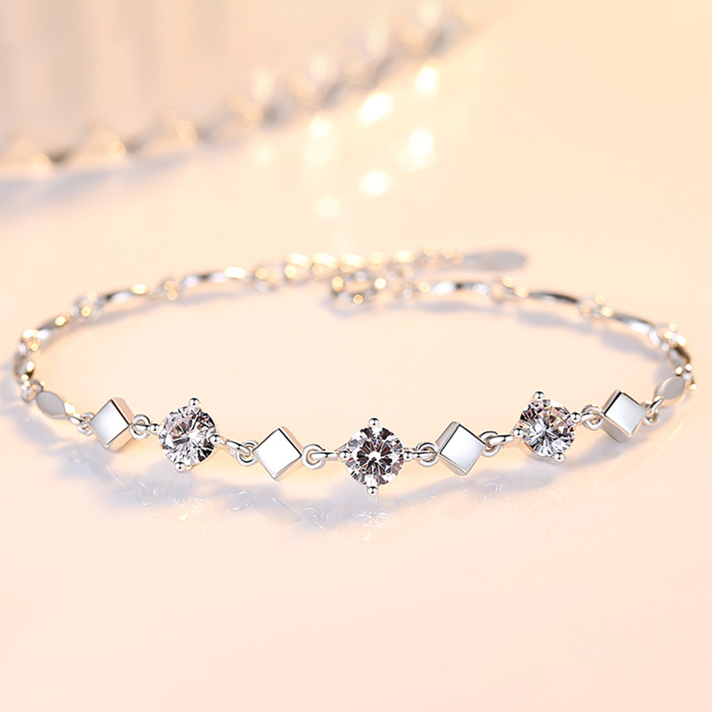 Title 1, Sterling Silver Bracelet With Diamond Zirconia ...