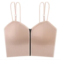 Fashion Zipper With Beautiful Back Suspender Vest - Pink - View 1