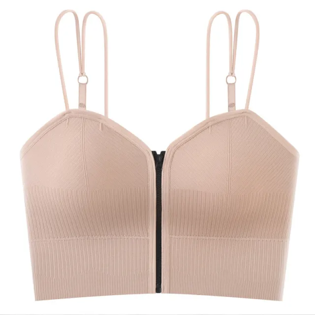 Fashion Zipper With Beautiful Back Suspender Vest Pink - Shop at LoveMi
