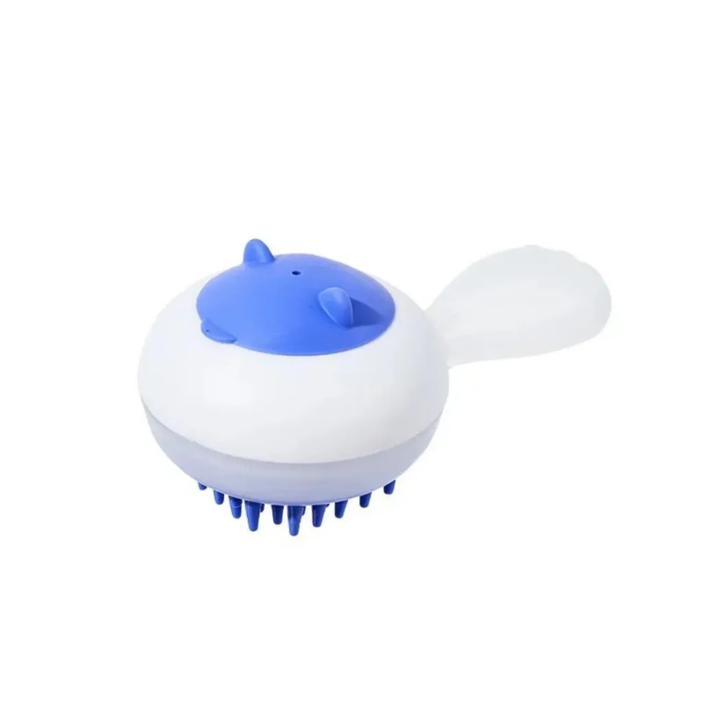 New Automatic Cleaning Pet Bath Brush Soft Gel Cat Massage Hair Removal Brush Dry Wet Dual Purpose Dog Bathing Brush - Blue