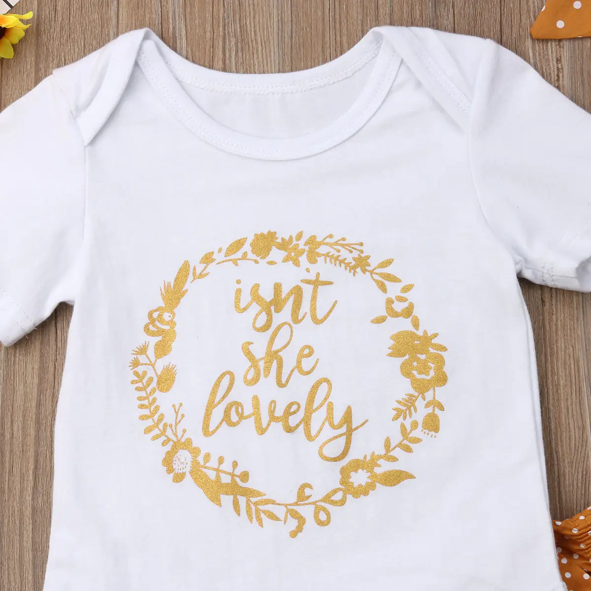 Female Baby Suit Summer Letters Short-sleeved Romper Polka Dots