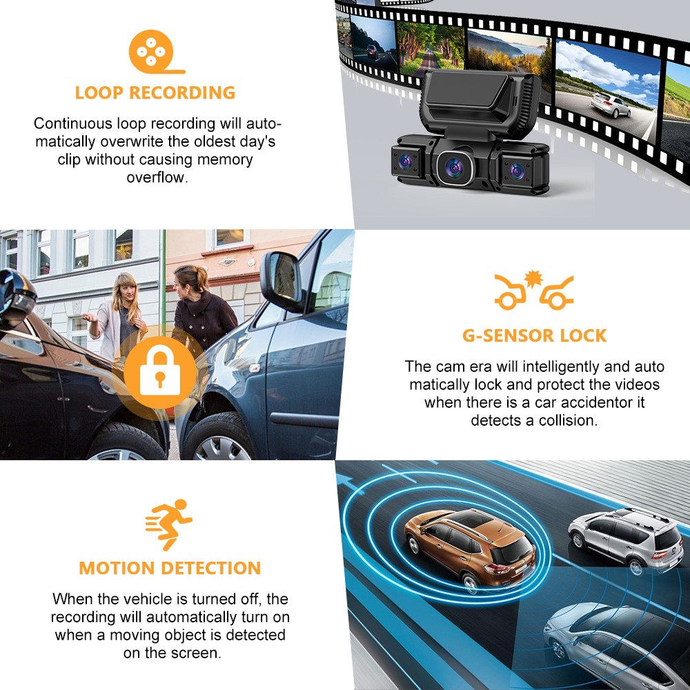 5G WiFi Dash Cam 4 Channel 360 Front Rear Inside DashCam, FHD 1080P Car Camera — image 4