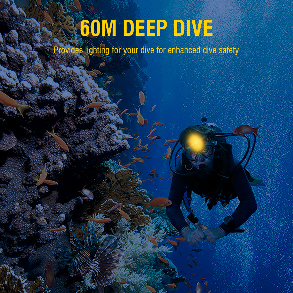Underwater LED Scuba Diving Headlamp Warm Lamp Dive Light