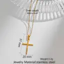 Stainless Steel Cross Pendant Necklace With Rhinestone Inlay view 7