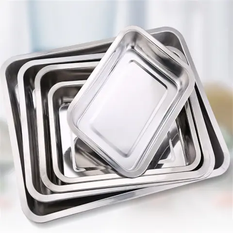 Stainless Steel Storage Trays Square Plate Thickening Pans Rectangular