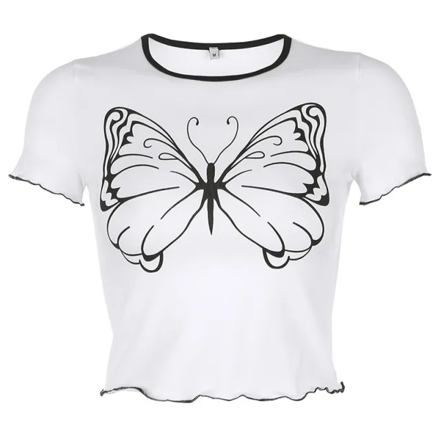 Cropped All match Bottoming Shirt Slim Short sleeved Top White - Shop at LoveMi