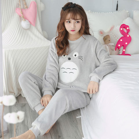 Title 3, Coral Fleece Loose Korean Flannel Cute Thick Pa...