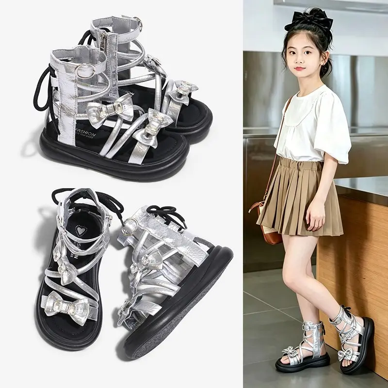 2026 Summer New Girls Roman Sandals, Bow