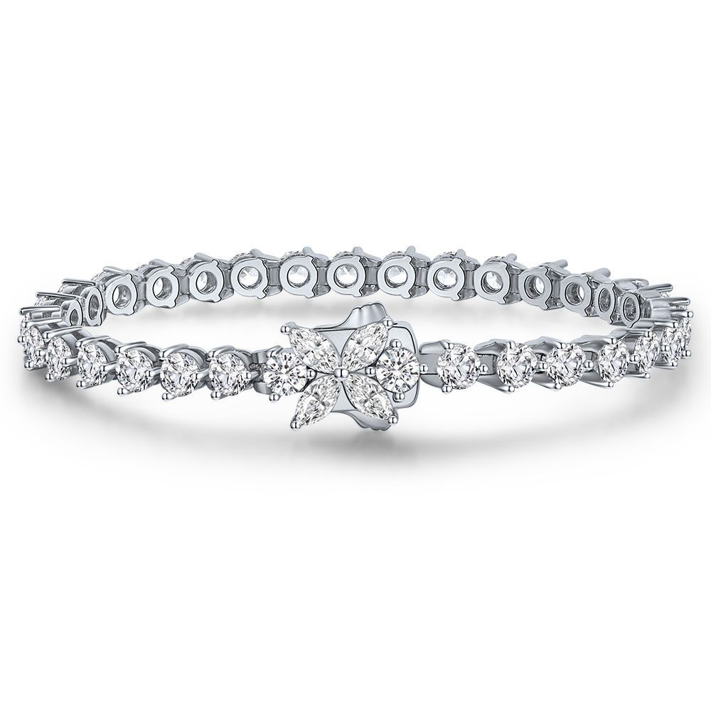 Sterling Silver 925 High Carbon Full Diamond Bracelet Simulation
