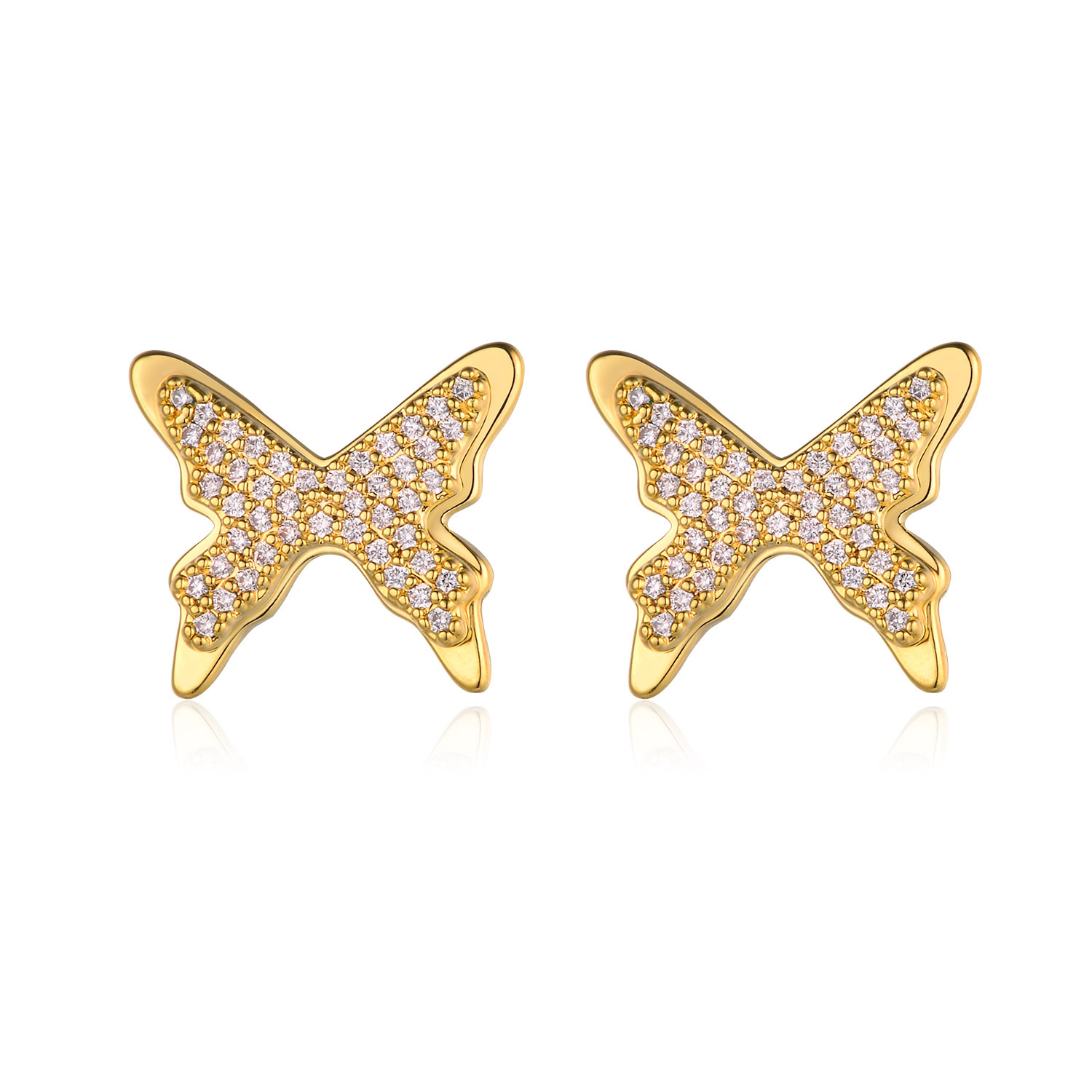 European And American Popular Temperament Fashion Full Diamond Butterfly Earrings
