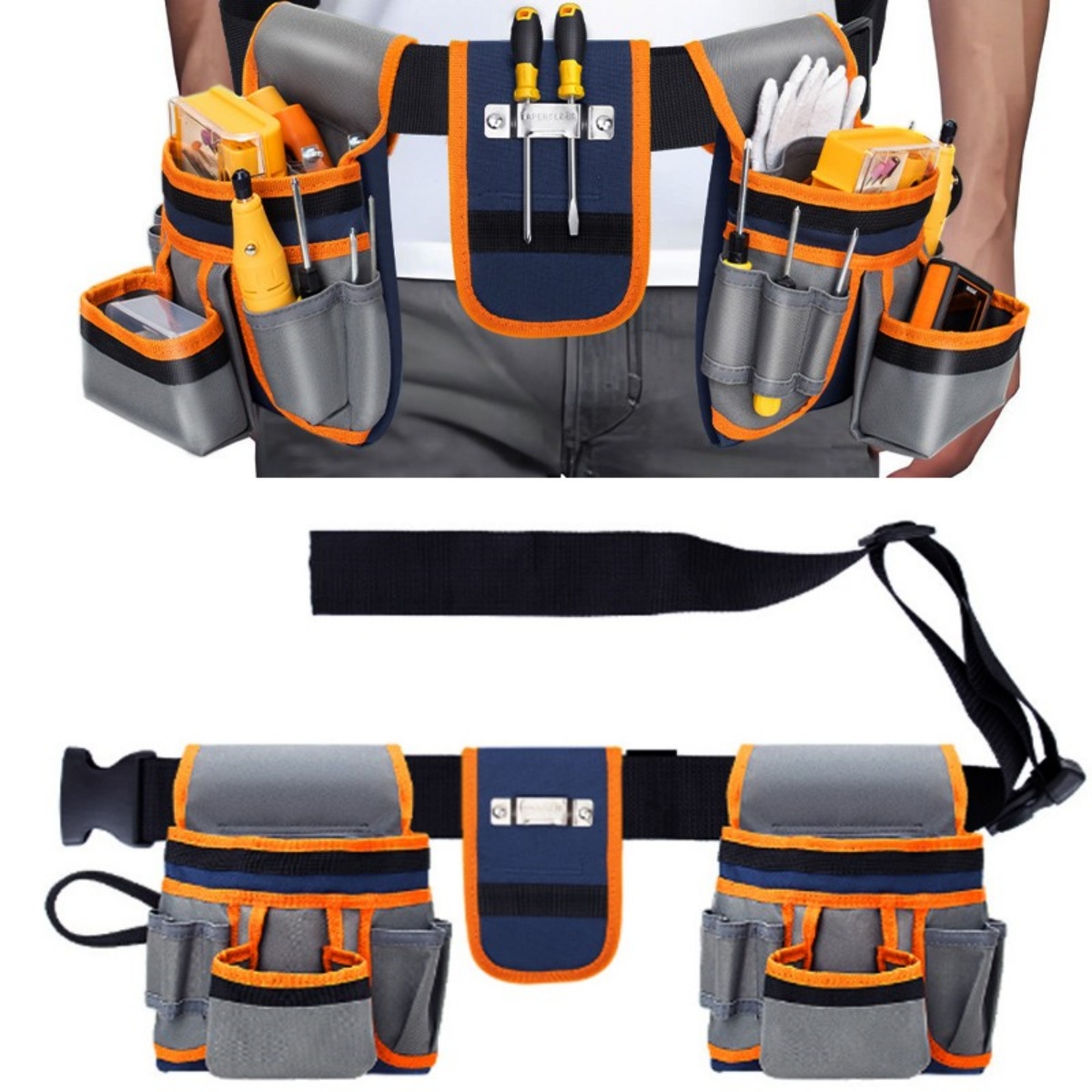 Double Tool Belt Pouch 12 Pocket Heavy Duty Joiners Carpenter Builders Nails UK — image 8